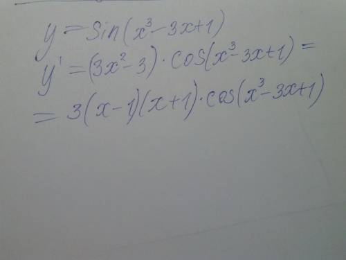 Найти походную функции y=sin (x^3 - 3x+1)