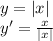 y=|x|\\&#10;y'=\frac{x}{|x|}\\&#10;