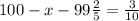 100-x-99 \frac{2}{5} = \frac{3}{10}