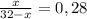 \frac{x}{32-x}=0,28