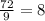 \frac{72}{9}=8