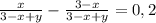 \frac x{3-x+y}-\frac{3-x}{3-x+y}=0,2