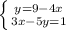 \left \{ {{y = 9-4x} \atop {3x-5y=1}} \right.