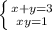 \left \{ {{x+y=3} \atop {xy=1}} \right.