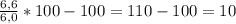 \frac{6,6}{6,0}*100-100 =110-100=10