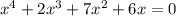 x^4+2x^3+7x^2+6x=0