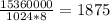 \frac{15360000}{1024*8} = 1875