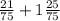 \frac{21}{75} + 1 \frac{25}{75}