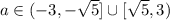 a\in(-3,-\sqrt5]\cup[\sqrt5,3)