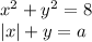 x^2+y^2=8\\&#10;|x|+y=a\\\\&#10;