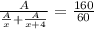 \frac{A}{ \frac{A}{x}+ \frac{A}{x+4}}=\frac{160}{60}