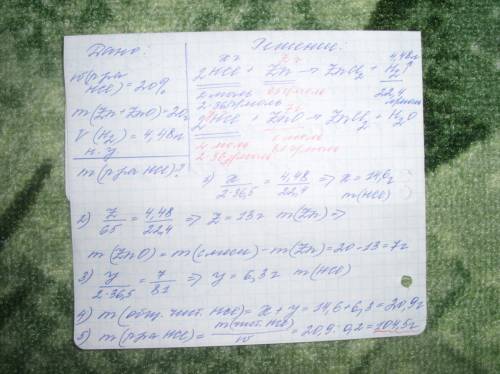 Какая масса 20%-ного раствора соляной кислоты потребуется для полного растворения 20 г смеси цинка с
