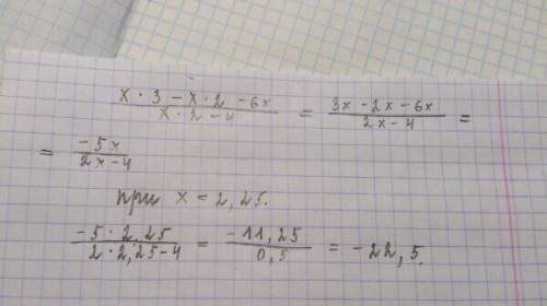 Вычислите значения выражения x^3-x^2-6x/x^2-4 при x=2.25