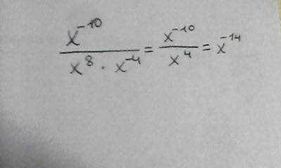 Представьте выражение x^-10/x^8*x^-4 в виде степени с основанием x