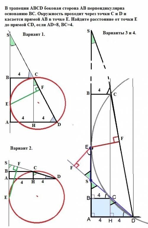 Втрапеции abcd боковая сторона ab перпендикулярна основанию bc. окружность проходит через точки c и