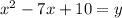 x^2 - 7x+ 10=y