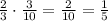 \frac23\cdot\frac3{10}=\frac2{10}=\frac15