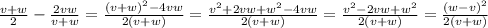 \frac{v+w}{2} -\frac{2vw}{v+w}=\frac{(v+w)^2-4vw}{2(v+w)}=\frac{v^2+2vw+w^2-4vw}{2(v+w)} =\frac{v^2-2vw+w^2}{2(v+w)} =\frac{(w-v)^2}{2(v+w)}