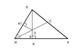 Нужна ( в остроугольном треугольнике mnp биссектриса угла m пересекает высоту nk в точке о, причем о