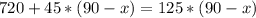 720+45*(90-x)=125*(90-x)