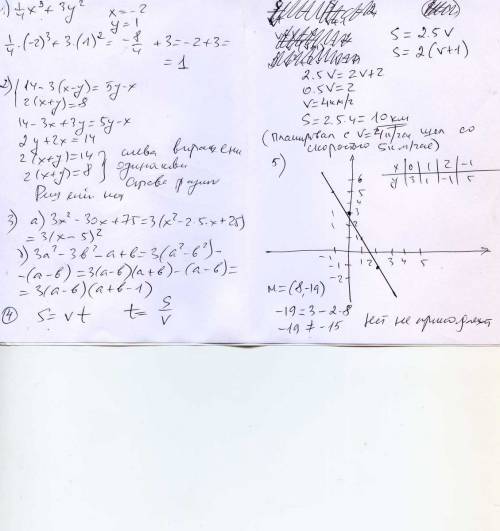 Найдите значение выражения: 1/4х3 + 3у2 при х= -2 и у= -1. решите систему уравнений: 14 – 3(х - у)=5