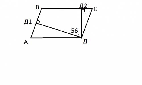 1) в параллелограмме abcd из вершины d тупого угла проведены перпендикуляры dd1 и dd2 к прямым ab и