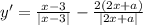 y'=\frac{x-3}{|x-3|}-\frac{2(2x+a)}{|2x+a|}