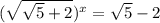 (\sqrt{\sqrt{5}+2})^x=\sqrt{5}-2