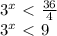 3^x\ \textless \ \frac{36}{4} &#10;\\3^x\ \textless \ 9