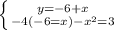 \left \{ {{y=-6+x} \atop {-4(-6=x)- x^{2} =3}} \right.