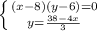 \left \{ {{(x-8)(y-6)=0} \atop {y= \frac{38-4x}{3} }} \right.