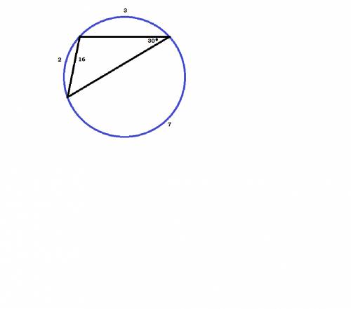 Вершина треугольника делит описанную около него окружность на 3дуги длина которых относится как 2: 3