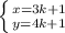 \left \{ {{x=3k+1} \atop {y=4k+1}} \right.