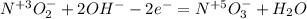 N^{+3}O_2^-+2OH^--2e^-=N^{+5}O_3^-+H_2O