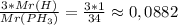 \frac{3*Mr(H)}{Mr(PH_3)}=\frac{3*1}{34}\approx 0,0882