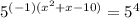 5^{(-1)(x^2+x-10)} = 5^{4}