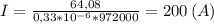 I= \frac{64,08}{0,33*10^{-6}*972000}=200\,(A)