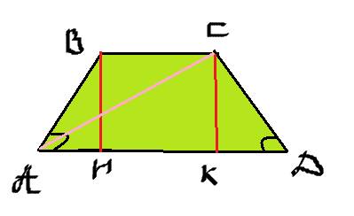 Основания равнобедренной трапеции(abcd) равны 16 и 96 ,боковая сторона равна 58.найдите длину диагон