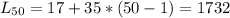 L_{50}=17+35*(50-1)=1732