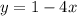 y=1-4x