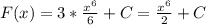 F(x)=3*\frac{x^6}{6}+C=\frac{x^6}{2}+C