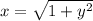 x=\sqrt{1+y^2}