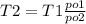 T2=T1 \frac{po1}{po2}