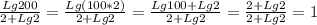 \frac{Lg200}{2+Lg2} = \frac{Lg(100*2)}{2+Lg2} = \frac{Lg100+Lg2}{2+Lg2} = \frac{2+Lg2}{2+Lg2} =1