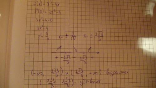 Указать промежутки монотонности для функции: f(x)=x^3-4x