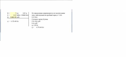 Найти заряд, электрическое поле, если на расстоянии 5 см от заряда напряженность поля 0,15 мв/м.