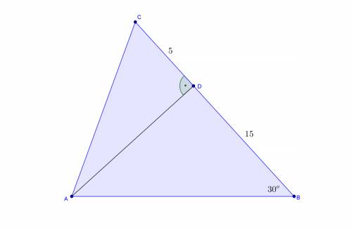 Дано трикутник авс,аd-висота,bd=15 см,cd=5 см,