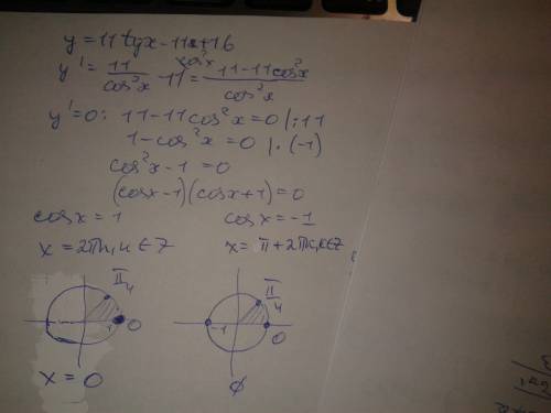 Sos с рисунком найдите наименьшее значение функции y=11tg x-11x+16 на отрезеке[0; п/4]