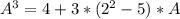 A^3=4+3*(2^2-5)*A