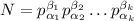 N=p_{\alpha_1}^{\beta_1}p_{\alpha_2}^{\beta_2}\dots p_{\alpha_k}^{\beta_k}